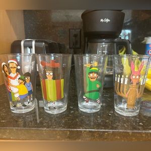 Four piece Bobs Burgers Christmas cups